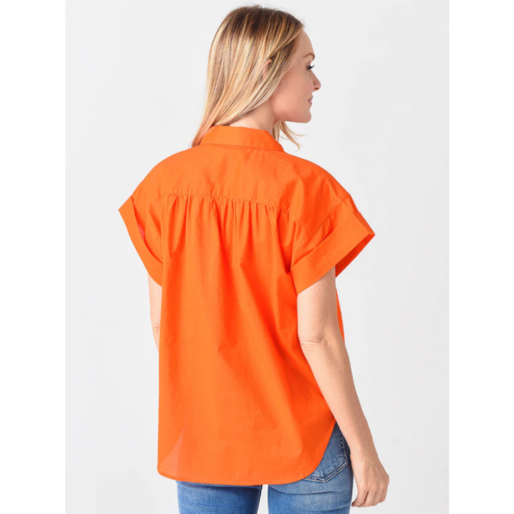 Women's Joie Naro short sleeve cotton top , Size S, Orange Carnation NWT